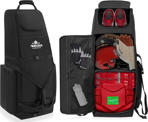 حقيبة البيسبول المتدحرجة من توريبيو، حقائب معدات البيسبول والكرة اللينة ذات العجلات، حقيبة مضرب البيسبول الرياضية للبالغين، تحمل الخفاش والخوذة والمزيد in Kuwait