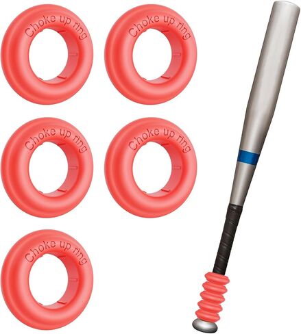 [5 Packs] Baseball Bat Grip Choke Up Rings for Youth Baseball Softball Teeball Tball Bat Choke Up Ring Bat Knob Baseball Bat Accessories - Red in Saudi Arabia
