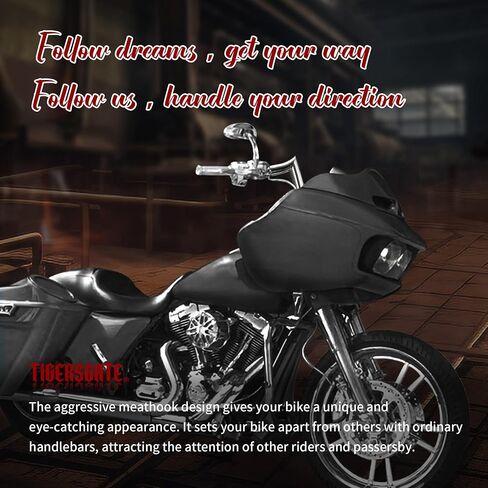 TIGERSGATE PRE-WIRED 14" Rise 1.5" Fat Road Glide Meathook Ape Hangers Handlebar for 2015 Harley Road Glide, Road Glide Special & Road Glide Ultra, Road Glide Custom Models, Chrome in Saudi Arabia