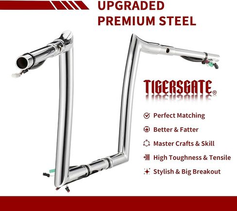 TIGERSGATE PRE-WIRED 14" Rise 1.5" Fat Road Glide Meathook Ape Hangers Handlebar for 2015 Harley Road Glide, Road Glide Special & Road Glide Ultra, Road Glide Custom Models, Chrome in Saudi Arabia
