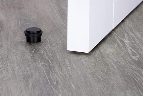 EVI | Adhesive Doorstop | 1.1'' X 0.8'' | Natural Silicone Black Rubber | Black Lacquered Stainless Steel Finish | Great Adherence | 100% Functional | Mod I-163 in Saudi Arabia