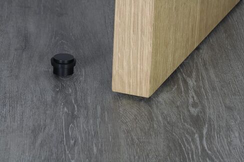 EVI | Adhesive Doorstop | 1.1'' X 0.8'' | Natural Silicone Black Rubber | Black Lacquered Stainless Steel Finish | Great Adherence | 100% Functional | Mod I-163 in Saudi Arabia