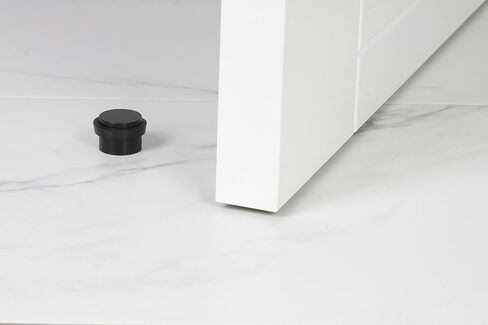 EVI | Adhesive Doorstop | 1.1'' X 0.8'' | Natural Silicone Black Rubber | Black Lacquered Stainless Steel Finish | Great Adherence | 100% Functional | Mod I-163 in Saudi Arabia