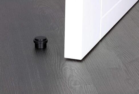 EVI | Adhesive Doorstop | 1.1'' X 0.8'' | Natural Silicone Black Rubber | Black Lacquered Stainless Steel Finish | Great Adherence | 100% Functional | Mod I-163 in Saudi Arabia