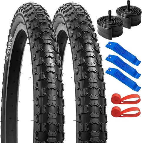 YUNSCM 20" Bike Tires 20x2.125/57-406 and 20" Bike Tubes Schrader Valve with 2 Rim Strips Compatible with 20x1.95 20x2.0 20x2.10 20x2.125 20x2.20 20x2.25 Bike Bicycle Tires and Tubes (Y-1150) in Saudi Arabia