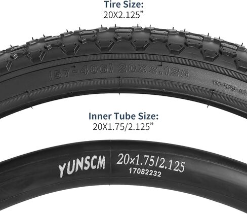YUNSCM 20" Bike Tires 20x2.125/57-406 and 20" Bike Tubes Schrader Valve with 2 Rim Strips Compatible with 20x1.95 20x2.0 20x2.10 20x2.125 20x2.20 20x2.25 Bike Bicycle Tires and Tubes (Y-1150) in Saudi Arabia
