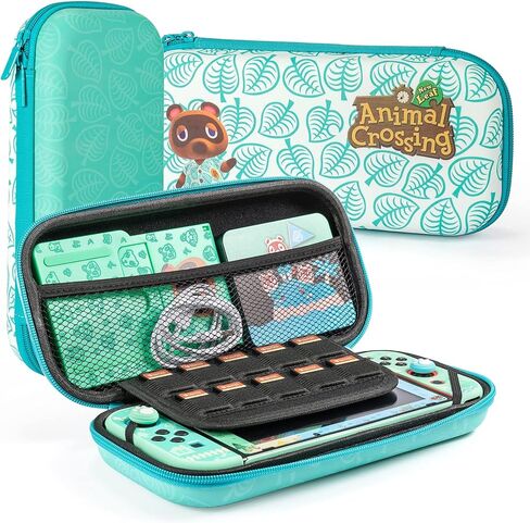 Case for Switch with Animal Crossing, Switch Accessories Bundle Carry Case & Protective Case Cover, Screen Protector & Thumb Grip Green (SWITCH) in Saudi Arabia