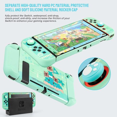 Case for Switch with Animal Crossing, Switch Accessories Bundle Carry Case & Protective Case Cover, Screen Protector & Thumb Grip Green (SWITCH) in Saudi Arabia