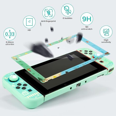 Case for Switch with Animal Crossing, Switch Accessories Bundle Carry Case & Protective Case Cover, Screen Protector & Thumb Grip Green (SWITCH) in Saudi Arabia