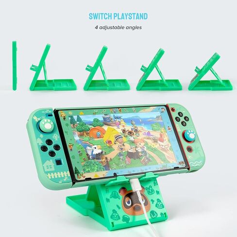 Case for Switch with Animal Crossing, Switch Accessories Bundle Carry Case & Protective Case Cover, Screen Protector & Thumb Grip Green (SWITCH) in Saudi Arabia