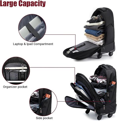 Flagship Version Driver4 Rolling Backpack - 17.3" Wheeled Travel Laptop Bag, 22 * 14 * 9" Backpack with Wheels, 17.3" Laptop Compartment, Carry on Backpack with Tuckaway Shoulder Straps in Kuwait