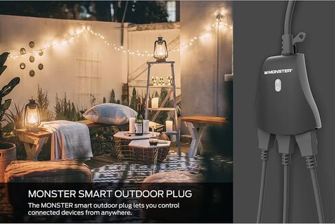 Monster Outdoor Smart Outlet Plug, 3-Outlet, Voice Control Compatible with Alexa and Google Assistant, Scheduling, Timer Control, Automation, Quick Setup via 2.4GHz Wi-Fi, Smart Outdoor Plug in Saudi Arabia