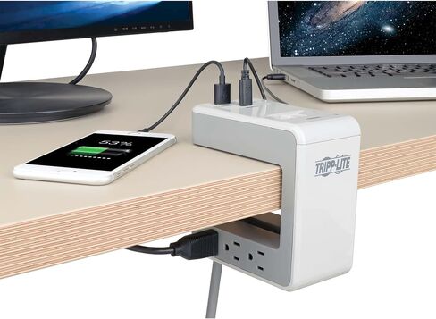 تريب لايت 6 منافذ حماية من زيادة التيار، شريط طاقة، حامل بطول 6 أقدام، 2100 جول، USB مزدوج وتأمين (TLP606DMUSB) in Saudi Arabia