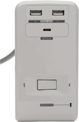 تريب لايت 6 منافذ حماية من زيادة التيار، شريط طاقة، حامل بطول 6 أقدام، 2100 جول، USB مزدوج وتأمين (TLP606DMUSB) in Saudi Arabia