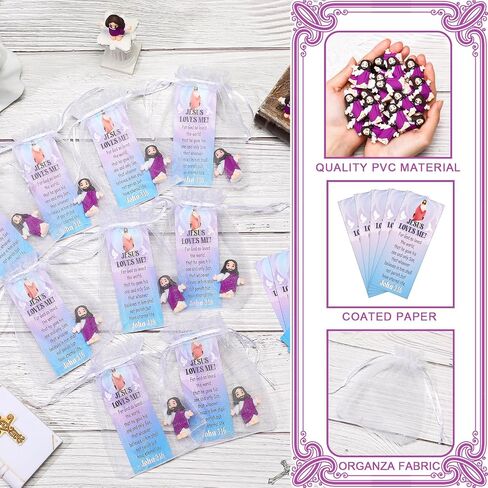 Barydat 75 Sets Mini Jesus Figurines Easter Jesus Toys Include 75 Little Jesus Figures 75 Prayer Cards 75 Organza Bags Religious Party Favors Gifts for Church Hide Sunday School Baptism(Multicolor) in Kuwait