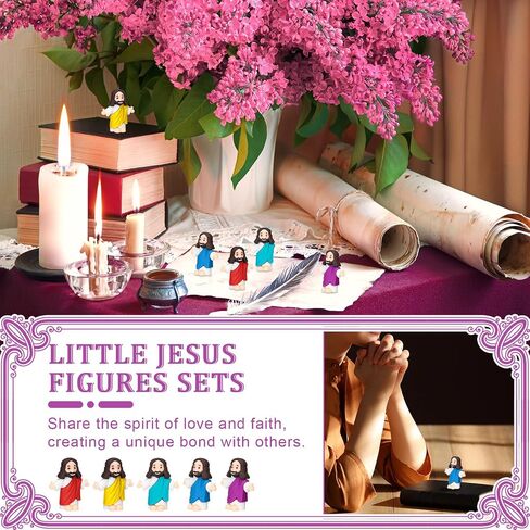 Barydat 75 Sets Mini Jesus Figurines Easter Jesus Toys Include 75 Little Jesus Figures 75 Prayer Cards 75 Organza Bags Religious Party Favors Gifts for Church Hide Sunday School Baptism(Multicolor) in Kuwait