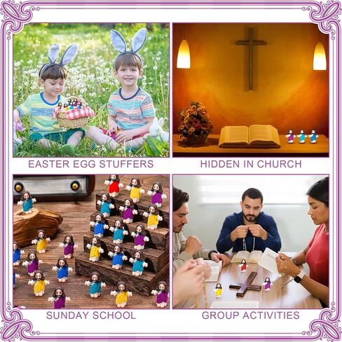 Barydat 75 Sets Mini Jesus Figurines Easter Jesus Toys Include 75 Little Jesus Figures 75 Prayer Cards 75 Organza Bags Religious Party Favors Gifts for Church Hide Sunday School Baptism(Multicolor) in Kuwait