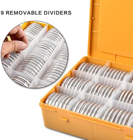 حاملات لوازم مجموعة العملات المعدنية من FULLCASE لهواة الجمع، 84 قطعة كبسولات عملات معدنية مقاس 46 مم مع حشية إسفنجية وصندوق منظم تخزين بلاستيكي، 6 مقاسات (20/25/27/30/38/46 مم) حقيبة تجميع، صندوق فقط in Kuwait