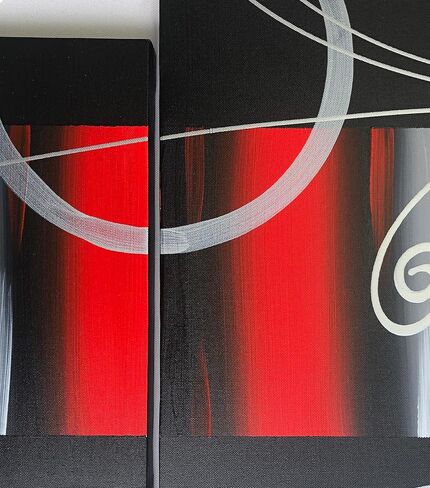 100% Hand-painted Wood Framed Red Back Clouds Home Decoration Modern Abstract Oil Painting on Canvas 4pcs/set Mixorde in Saudi Arabia