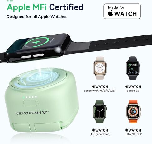 Portable Charger for Apple Watch,Wireless iWatch Charger 1200mAh [Apple MFi Certified] Magnetic Power Bank Travel Keychain for Apple Watch Series 9/8/7/6/5/4/3/2/SE/Ultra/UItra 2 Classic Black in Saudi Arabia