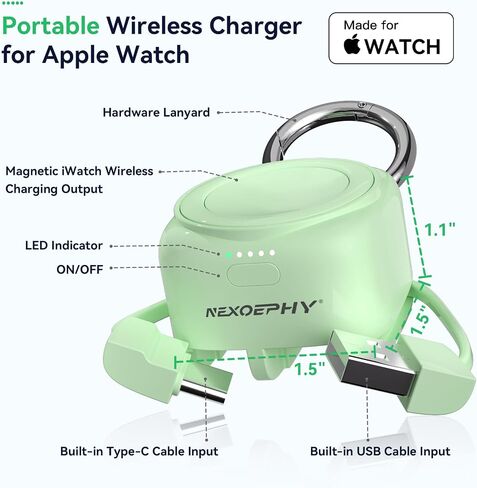 Portable Charger for Apple Watch,Wireless iWatch Charger 1200mAh [Apple MFi Certified] Magnetic Power Bank Travel Keychain for Apple Watch Series 9/8/7/6/5/4/3/2/SE/Ultra/UItra 2 Classic Black in Saudi Arabia