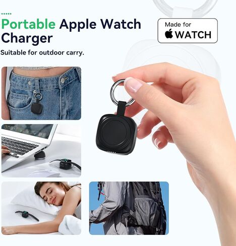 Portable Charger for Apple Watch,Wireless iWatch Charger 1200mAh [Apple MFi Certified] Magnetic Power Bank Travel Keychain for Apple Watch Series 9/8/7/6/5/4/3/2/SE/Ultra/UItra 2 Classic Black in Saudi Arabia