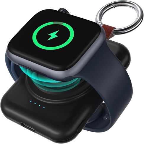شاحن محمول لساعة Apple، شاحن سلسلة مفاتيح لاسلكي بقوة 1800 مللي أمبير في الساعة لساعة Apple Series 9/8/UItra/7/6/5/4/3/2/SE/Nike/Ultra 2، هدية مدمجة للسفر مغناطيسية لشاحن iWatch in Kuwait
