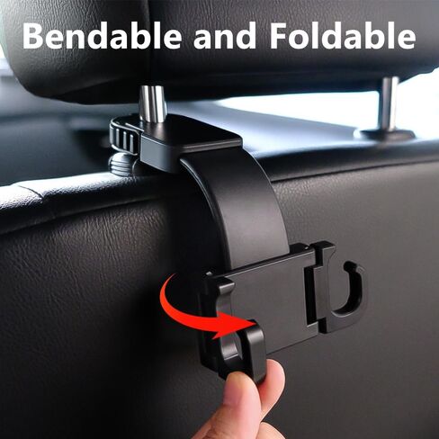 Car Seat Headrest Hook - Foldable, Bendable, and Secure Car Seat Back Hooks for Purses and Bags, Adjustable Car Back Seat Organizer, Car Accessories for Ford/Chevrolet/Toyota, 1 Pack in Saudi Arabia