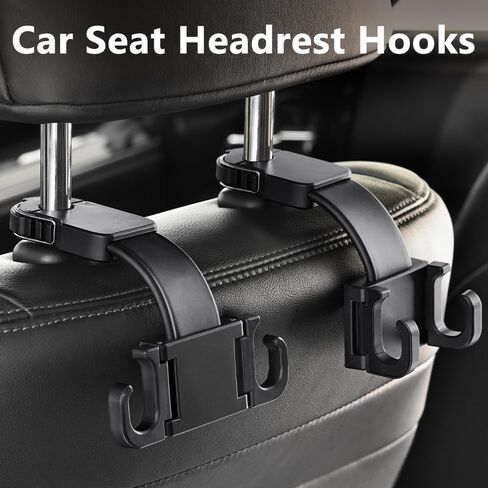 Car Seat Headrest Hook - Foldable, Bendable, and Secure Car Seat Back Hooks for Purses and Bags, Adjustable Car Back Seat Organizer, Car Accessories for Ford/Chevrolet/Toyota, 1 Pack in Saudi Arabia