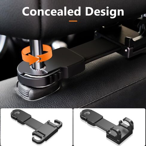 Car Seat Headrest Hook - Foldable, Bendable, and Secure Car Seat Back Hooks for Purses and Bags, Adjustable Car Back Seat Organizer, Car Accessories for Ford/Chevrolet/Toyota, 1 Pack in Saudi Arabia
