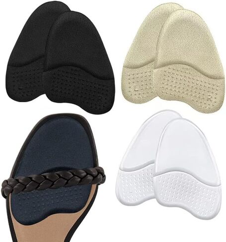 3 أزواج من وسادات مشط القدم للنساء، وسائد مقدمة القدم، نعل داخلي ناعم مضاد للانزلاق لمقدمة القدم، حشوة وسادة لتخفيف آلام القدم للنساء (بيج + أسود + شفاف) in Kuwait