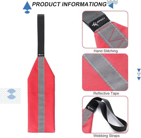 Kayak Red Safety Travel Flag, 2 Pieces Canoe Warning Flag with Webbing Reflective Towing Safety Accessories Kit for Kayak Canoes and Boats in Kuwait