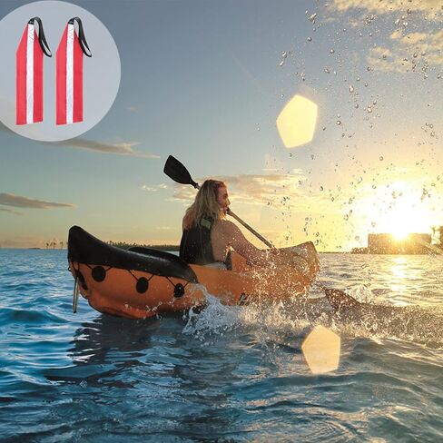 Kayak Red Safety Travel Flag, 2 Pieces Canoe Warning Flag with Webbing Reflective Towing Safety Accessories Kit for Kayak Canoes and Boats in Kuwait