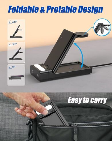 لوبنور لشاحن سامسونج اللاسلكي، قاعدة شحن 3 في 1 مع ضوء ليلي لهاتف سامسونج جالاكسي S24 الترا/S23/Z فولد 5/جالاكسي ووتش 6، قاعدة شحن لسماعات سامسونج إيربود in Kuwait