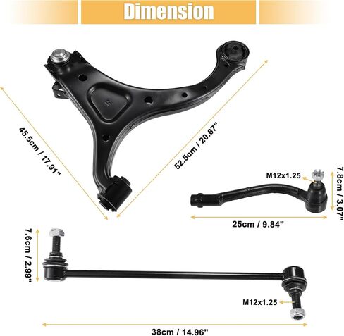 مجموعة قضبان التحكم الأمامية السفلية 6 قطع من X AUTOHAUX لسيارة Hyundai Santa Fe 2007-2012 لسيارة Kia Sorento 2011-2013 طقم تعليق وصلات تثبيت وصلات ربط خارجية in Saudi Arabia