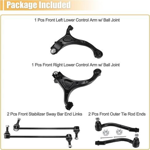 مجموعة قضبان التحكم الأمامية السفلية 6 قطع من X AUTOHAUX لسيارة Hyundai Santa Fe 2007-2012 لسيارة Kia Sorento 2011-2013 طقم تعليق وصلات تثبيت وصلات ربط خارجية in Saudi Arabia