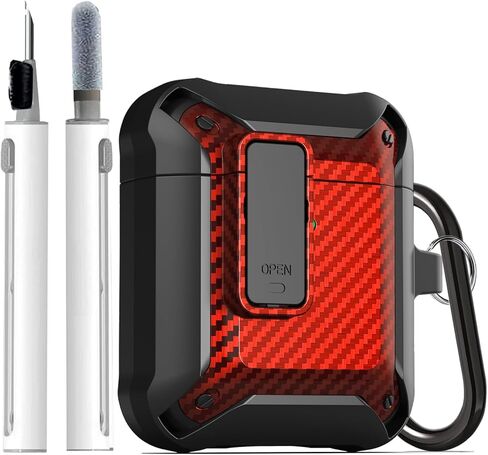 Upgraded Armor Secure Lock Airpod Case for Men Lock with Cleaner kit, Shockproof Protective Case for Apple AirPod 2&1 Wireless Cases Women in Kuwait