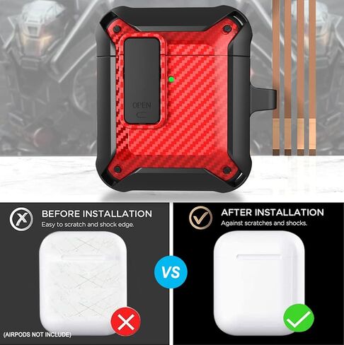 Upgraded Armor Secure Lock Airpod Case for Men Lock with Cleaner kit, Shockproof Protective Case for Apple AirPod 2&1 Wireless Cases Women in Kuwait