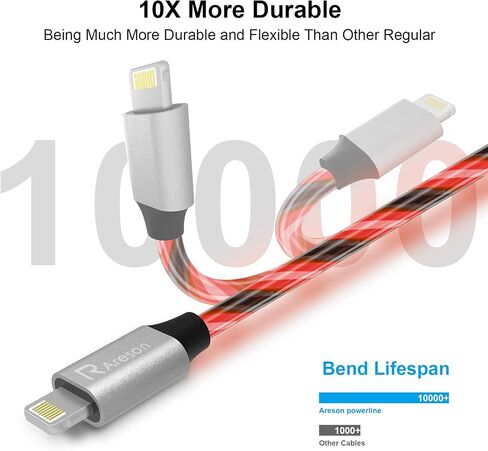 Light up iPhone Charger Cord, LED Lightning Cables 1 Pack | Apple MFi Certified | USB Fast Charging Cord for Apple iPhone 13 12 11 Pro Max XR XS X/8Plus/7Plus/6Plus/5s/iPad More (6FT, Red) in Saudi Arabia