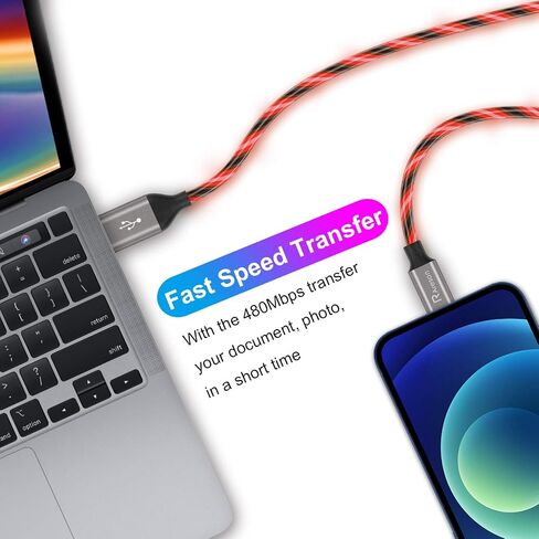 Light up iPhone Charger Cord, LED Lightning Cables 1 Pack | Apple MFi Certified | USB Fast Charging Cord for Apple iPhone 13 12 11 Pro Max XR XS X/8Plus/7Plus/6Plus/5s/iPad More (6FT, Red) in Saudi Arabia