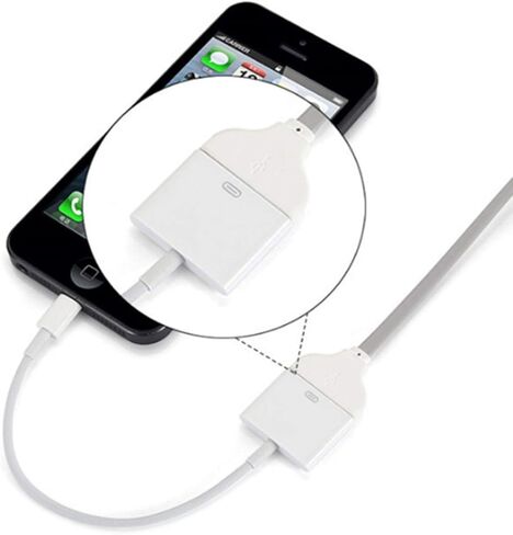 محول Lightning إلى 30 Pin معتمد من Sharlllen MFi، 2 حزمة من 8 دبابيس ذكر إلى 30 دبوس أنثى محول مع كابل شاحن iPhone متوافق مع iPhone 12 11 X 8 7 6P 5S 4S 4 3 3G/iPad أبيض وأسود in Kuwait