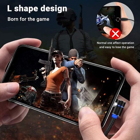 كابل شحن مغناطيسي من TOPK، 4 عبوات [3أقدام/3أقدام/6أقدام/6أقدام] 3 في 1 شاحن هاتف USB مجدول من النايلون، يدور 360 درجة متوافق مع Micro USB، النوع C، iProduct ومعظم الأجهزة in Kuwait