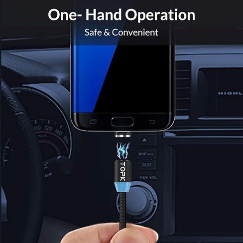 كابل شحن مغناطيسي من TOPK، 4 عبوات [3أقدام/3أقدام/6أقدام/6أقدام] 3 في 1 شاحن هاتف USB مجدول من النايلون، يدور 360 درجة متوافق مع Micro USB، النوع C، iProduct ومعظم الأجهزة in Kuwait