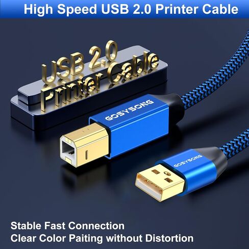 USB Printer Cable 20ft, USB 2.0 Printer Cord, High Speed Type A to Type B Printer USB Cable Compatible with HP, Canon, Dell, Epson, Xerox and More (Blue) in Saudi Arabia