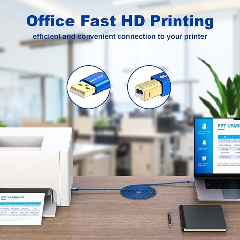 USB Printer Cable 20ft, USB 2.0 Printer Cord, High Speed Type A to Type B Printer USB Cable Compatible with HP, Canon, Dell, Epson, Xerox and More (Blue) in Saudi Arabia