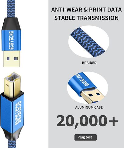 USB Printer Cable 20ft, USB 2.0 Printer Cord, High Speed Type A to Type B Printer USB Cable Compatible with HP, Canon, Dell, Epson, Xerox and More (Blue) in Saudi Arabia