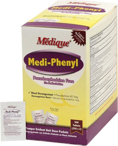 منتجات Medique 20533 أقراص مزيلة لاحتقان الأنف من Medi-Phenyl، 50 عبوة من 2 in Saudi Arabia