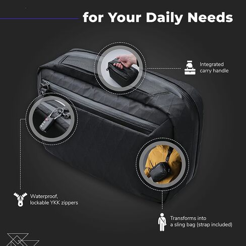 ALPAKA Elements Tech Case Max - يبقيك خاليًا من الفوضى - يتحول إلى حقيبة حبال - الحزام متضمن - يناسب iPad Mini 6 وسماعات الرأس القابلة للطي - نسيج X-Pac VX21 مقاوم للطقس in Kuwait