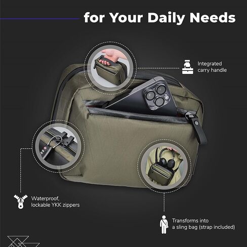 ALPAKA Elements Tech Case Max - يبقيك خاليًا من الفوضى - يتحول إلى حقيبة حبال - الحزام متضمن - يناسب iPad Mini 6 وسماعات الرأس القابلة للطي - نسيج X-Pac VX21 مقاوم للطقس in Kuwait