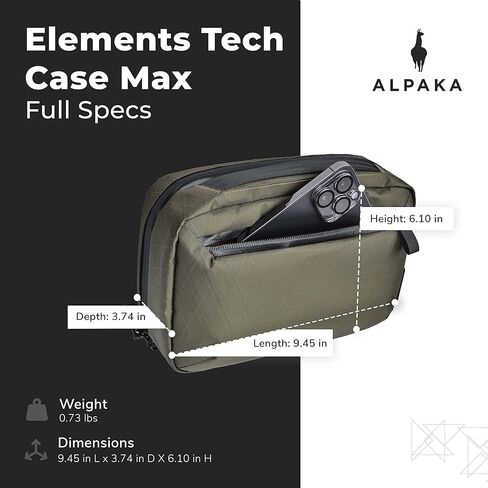 ALPAKA Elements Tech Case Max - يبقيك خاليًا من الفوضى - يتحول إلى حقيبة حبال - الحزام متضمن - يناسب iPad Mini 6 وسماعات الرأس القابلة للطي - نسيج X-Pac VX21 مقاوم للطقس in Kuwait